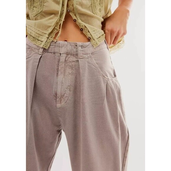 Free People Sweet Talk Chino Trousers Pants Mid-Rise Cropped Wide Leg M10 282784 - Picture 3 of 9